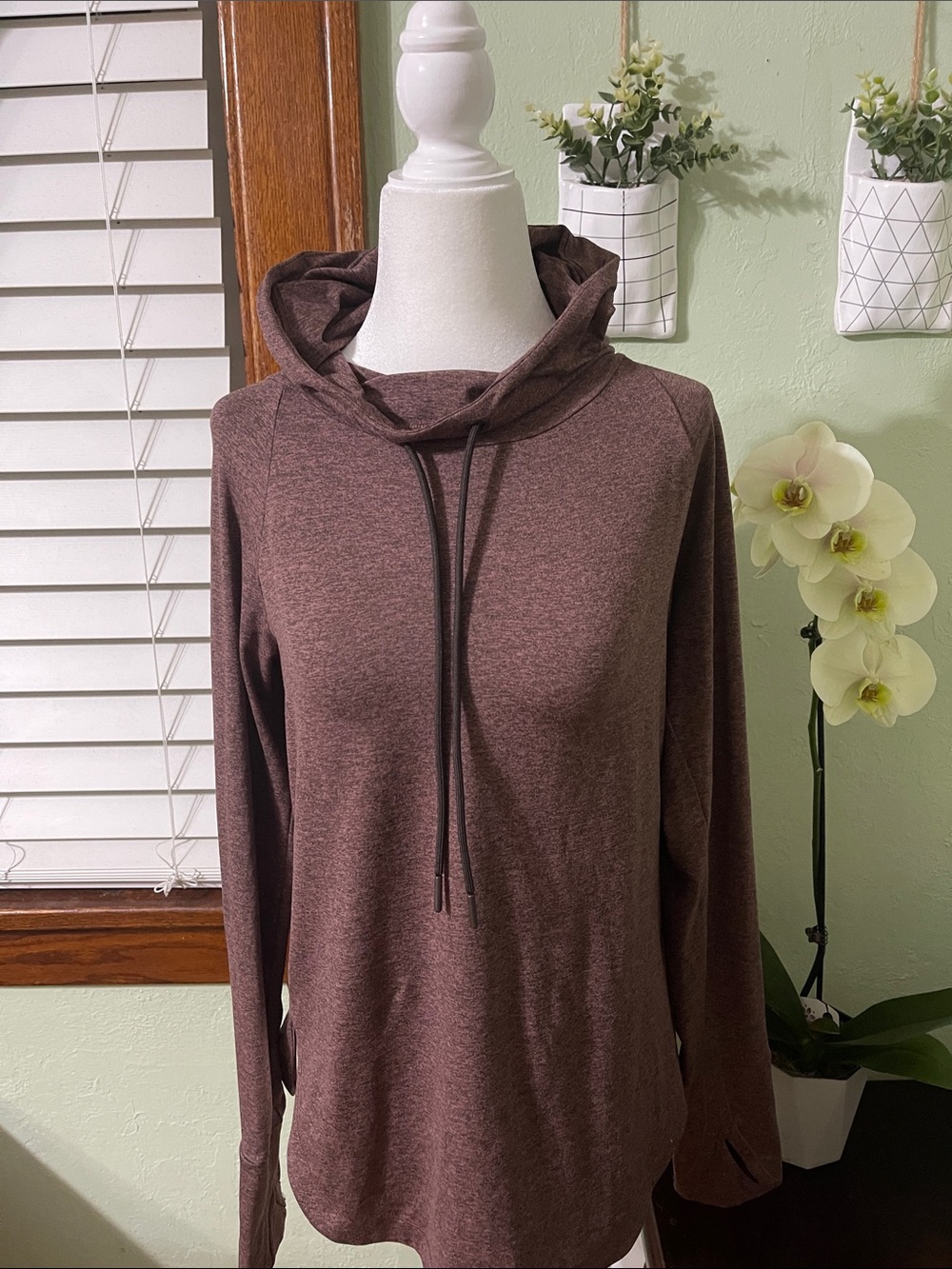 Athleta Brown Marled Hooded Pullover